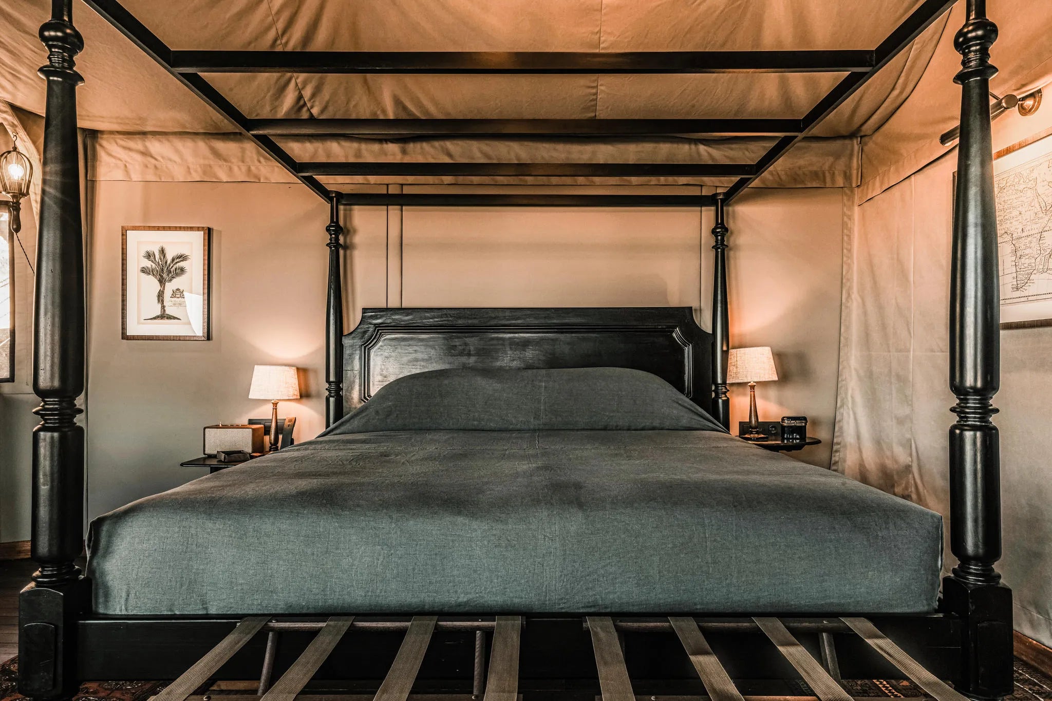 Sonop King size bed at Zannier Sonop, NamibRand Nature Reserve, Namibia.