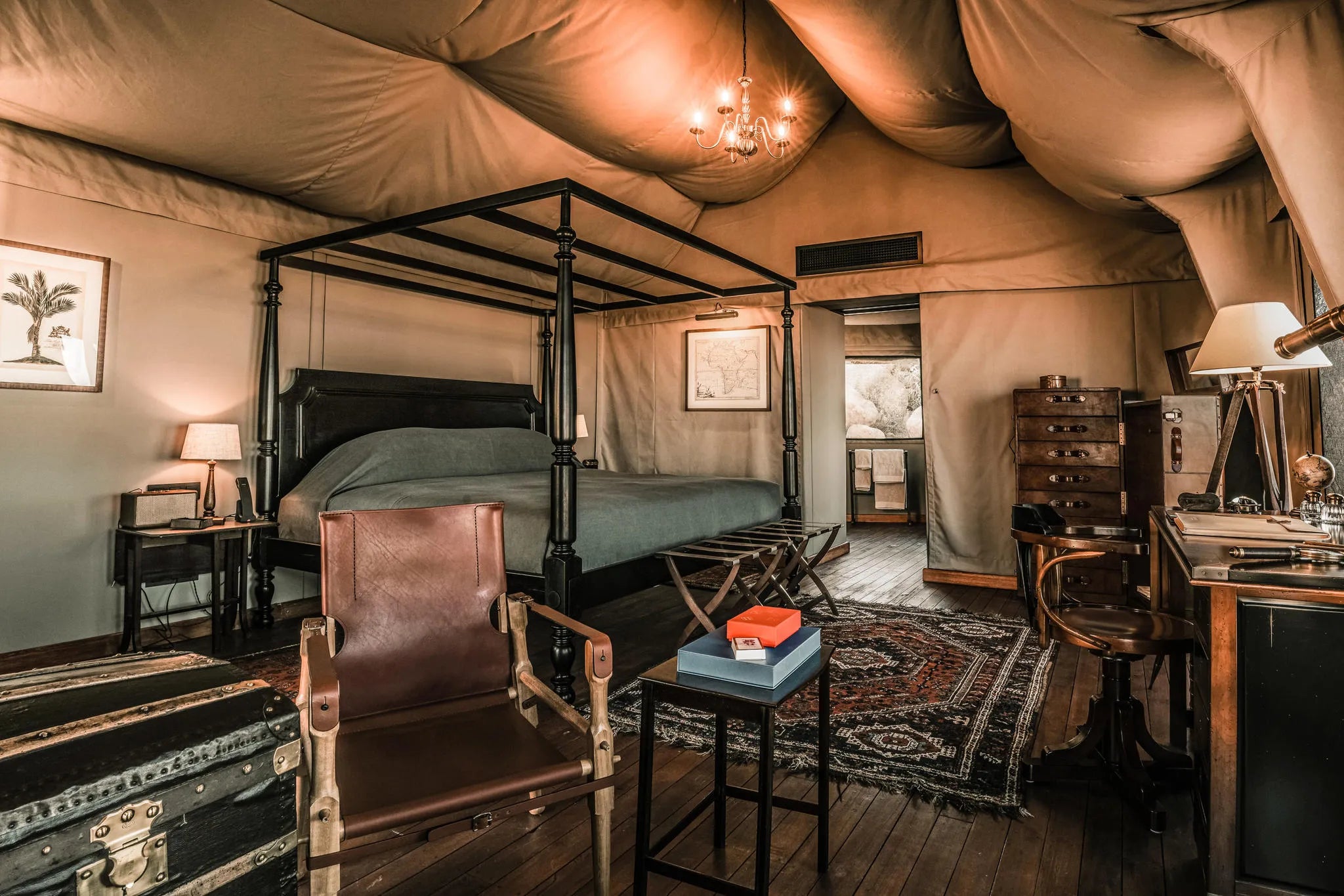 Sonop Tent Bedroom at Zannier Sonop, NamibRand Nature Reserve, Namibia.