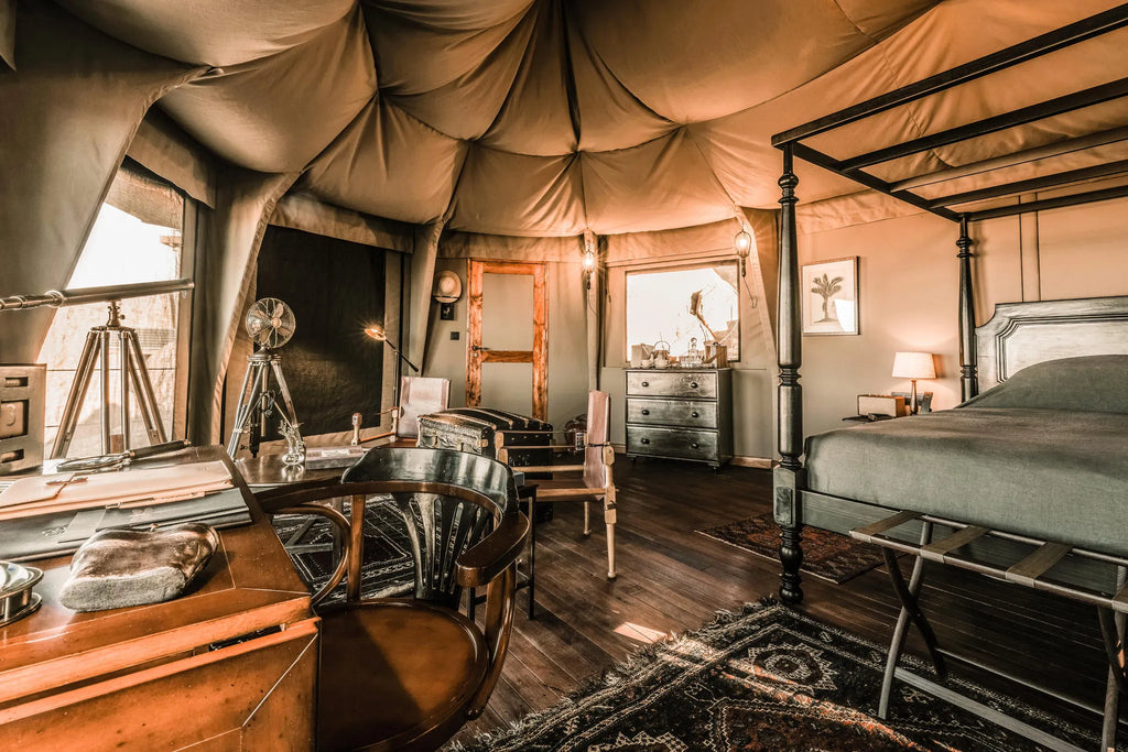 Sonop Tent Bedroom at Zannier Sonop, NamibRand Nature Reserve, Namibia.