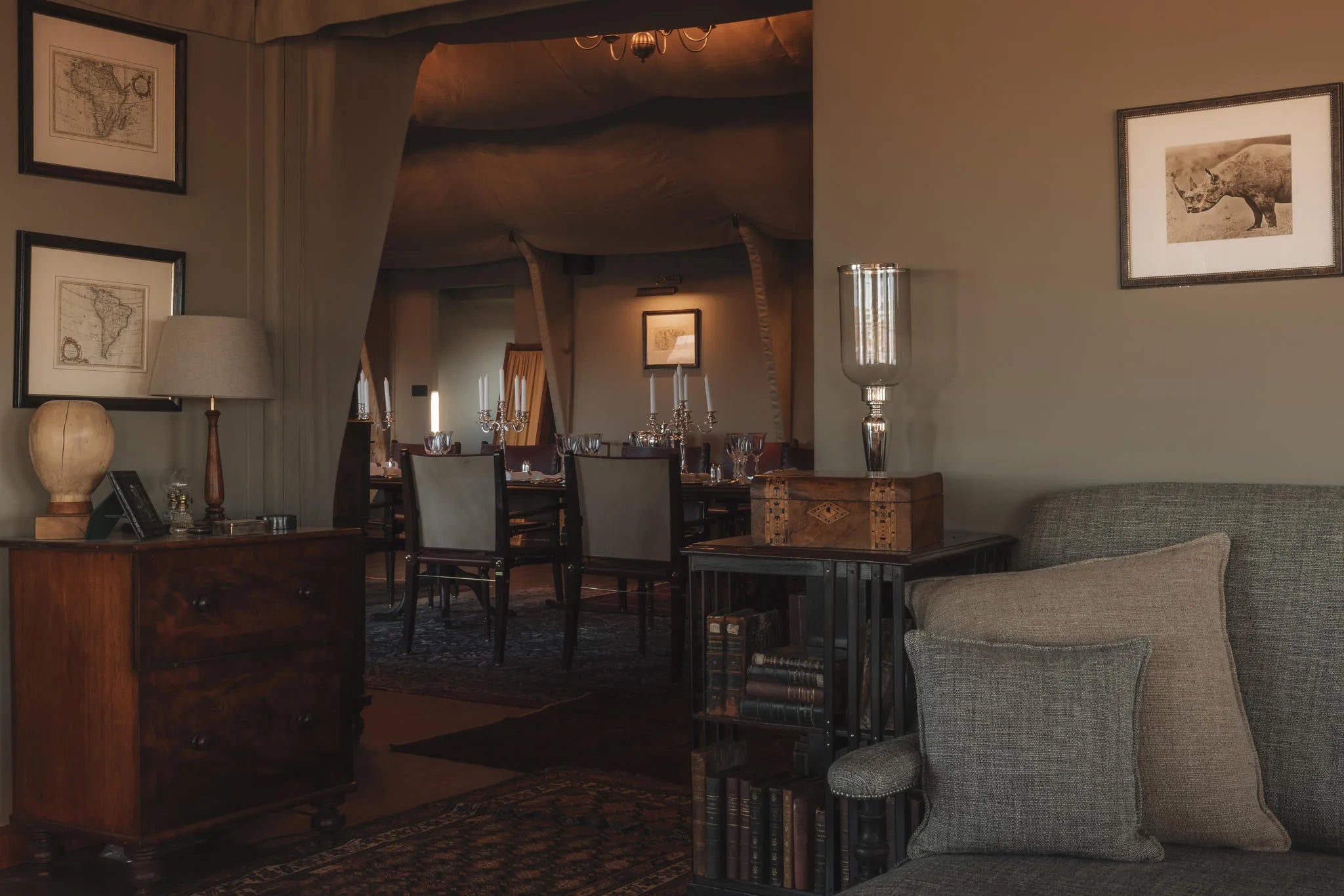Sonop Lounge & Dining room at Zannier Sonop, NamibRand Nature Reserve, Namibia.
