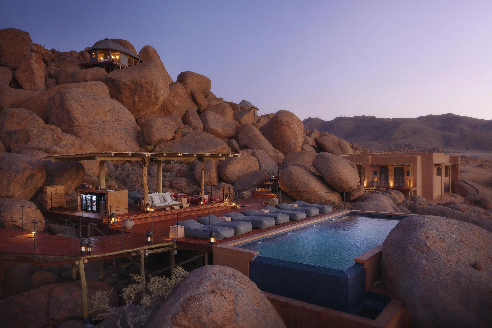 Sonop heated infinity pool at Zannier Sonop, NamibRand Nature Reserve, Namibia.