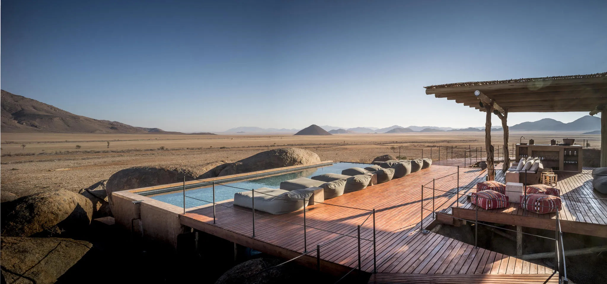 Sonop heated infinity pool at Zannier Sonop, NamibRand Nature Reserve, Namibia.