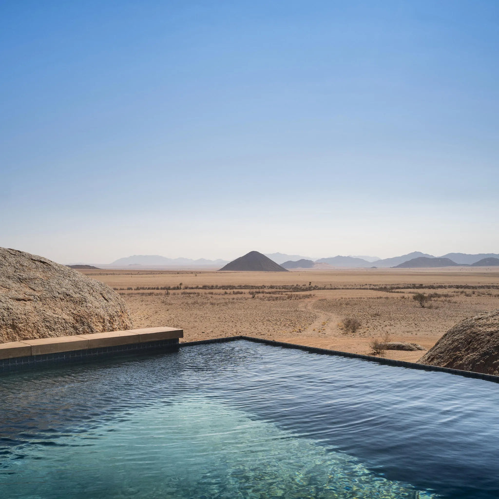 Sonop heated infinity pool at Zannier Sonop, NamibRand Nature Reserve, Namibia.