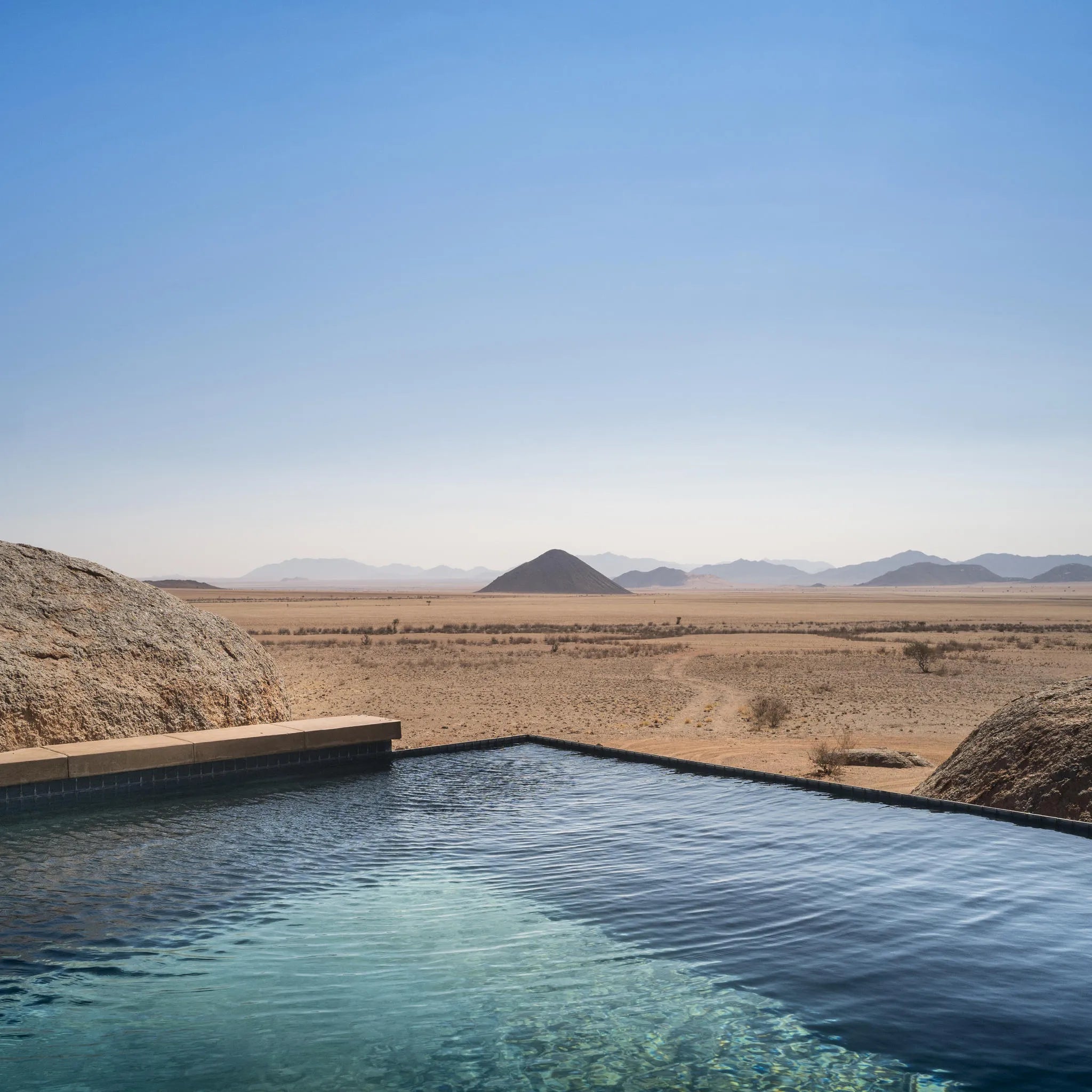Sonop heated infinity pool at Zannier Sonop, NamibRand Nature Reserve, Namibia.