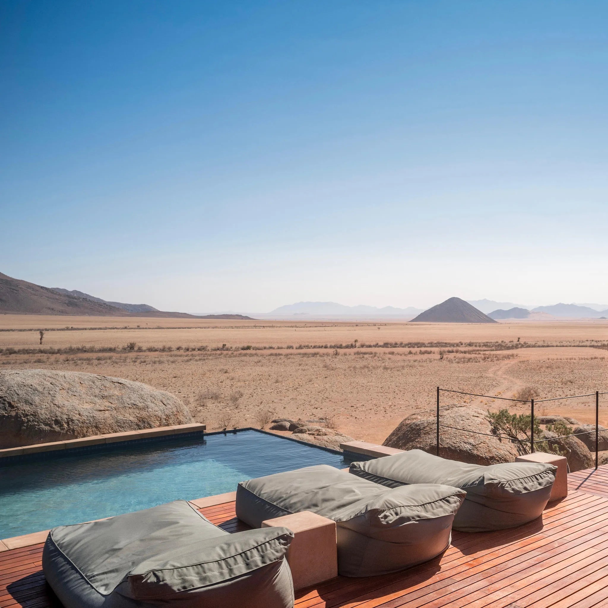 Sonop heated infinity pool at Zannier Sonop, NamibRand Nature Reserve, Namibia.