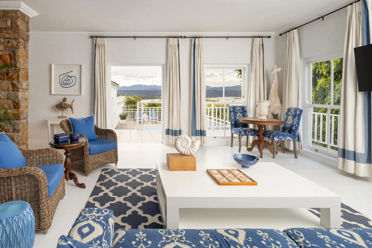 Beach House - Lounge at The Plettenberg, Plettenberg Bay, South Africa.