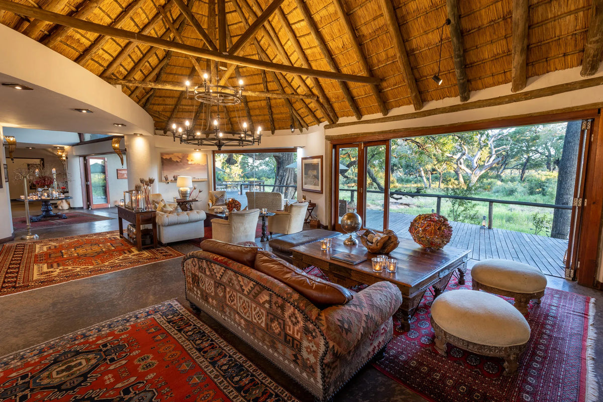 Main Lodge Lounge Area at Tintswalo Safari, Manyeleti Private Game Reserve, South Africa.
