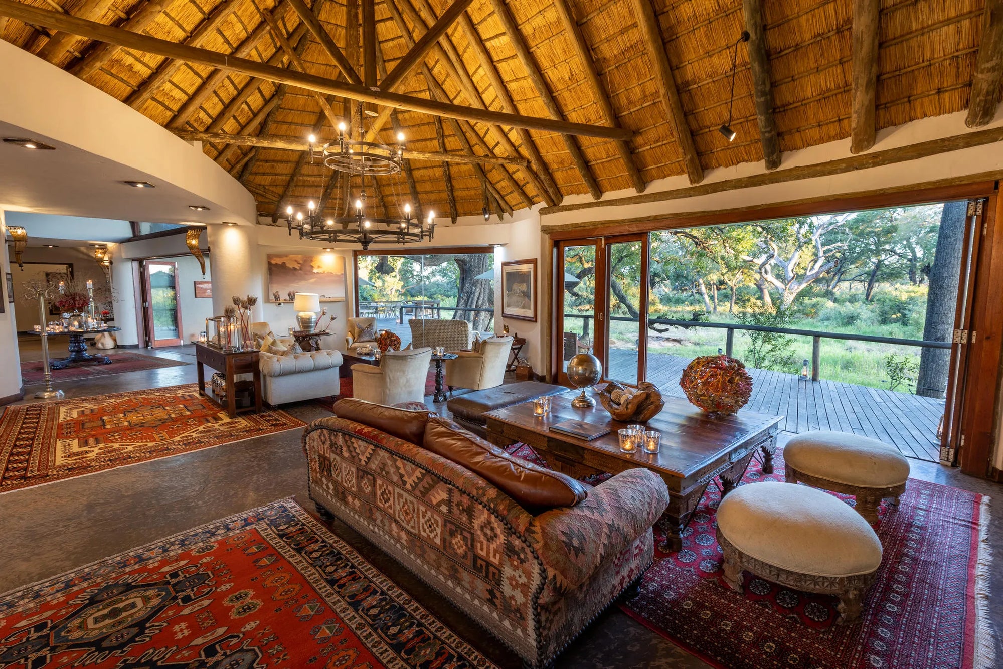 Main Lodge Lounge Area at Tintswalo Safari, Manyeleti Private Game Reserve, South Africa.