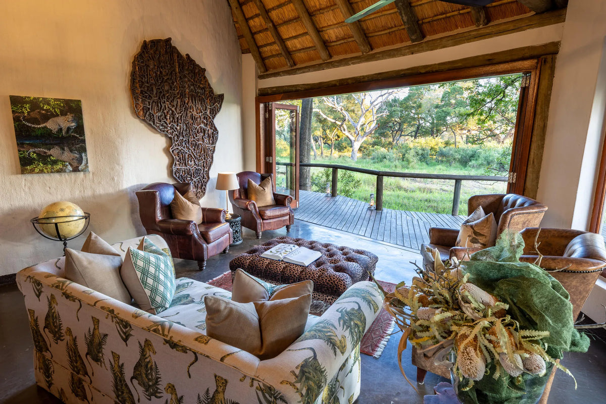 Main Lodge Lounge Area at Tintswalo Safari, Manyeleti Private Game Reserve, South Africa.