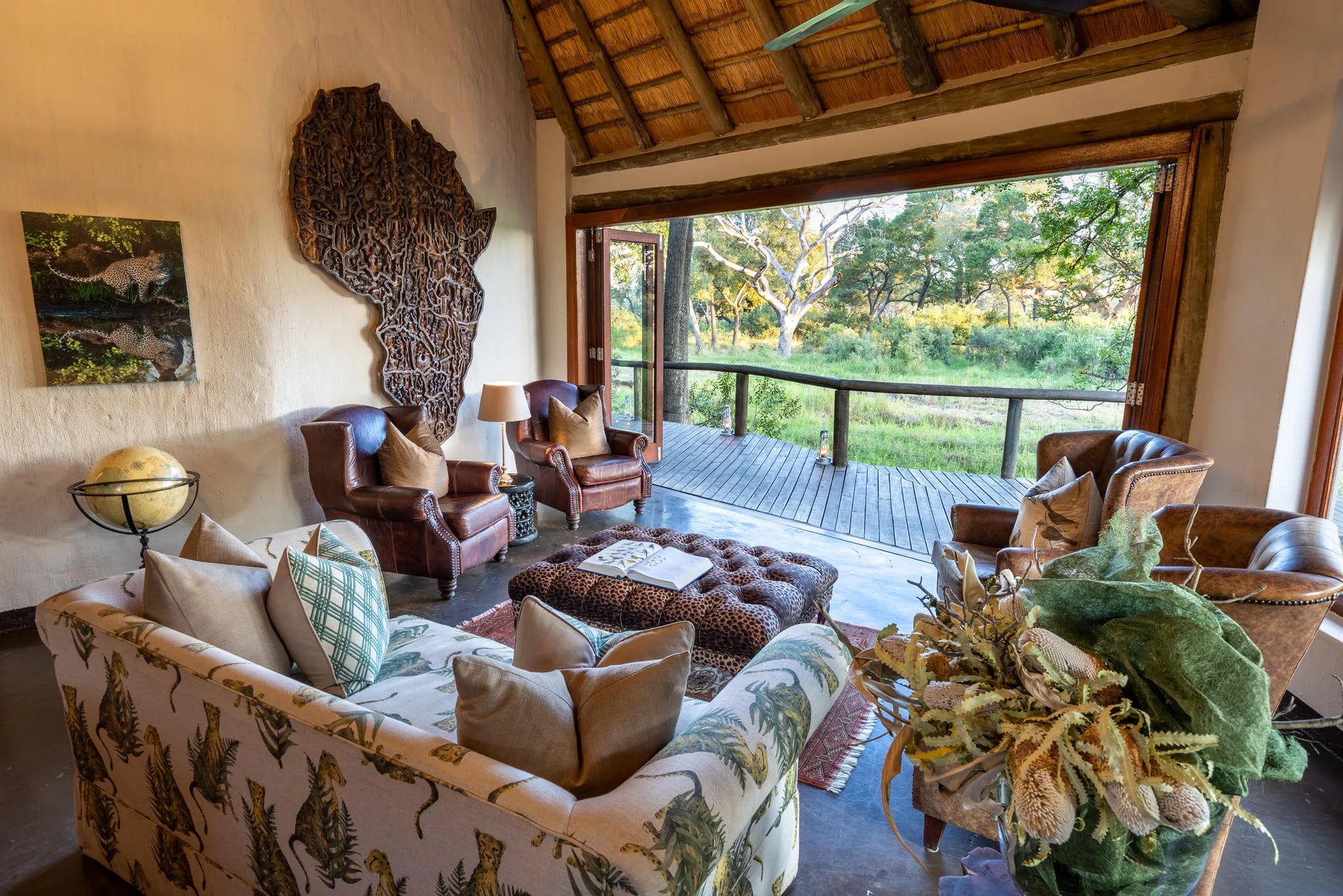 Main Lodge Lounge Area at Tintswalo Safari, Manyeleti Private Game Reserve, South Africa.
