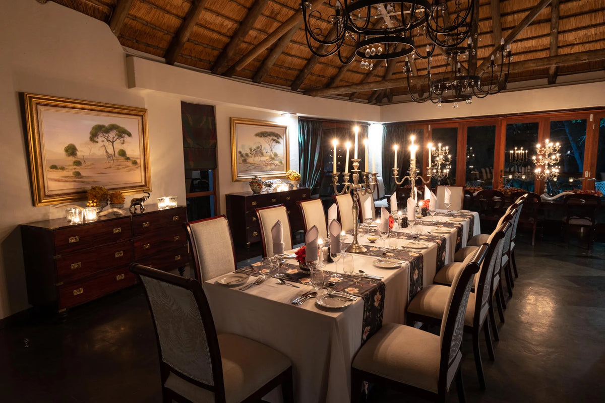 Main Lodge Dining at Tintswalo Safari, Manyeleti Private Game Reserve, South Africa.