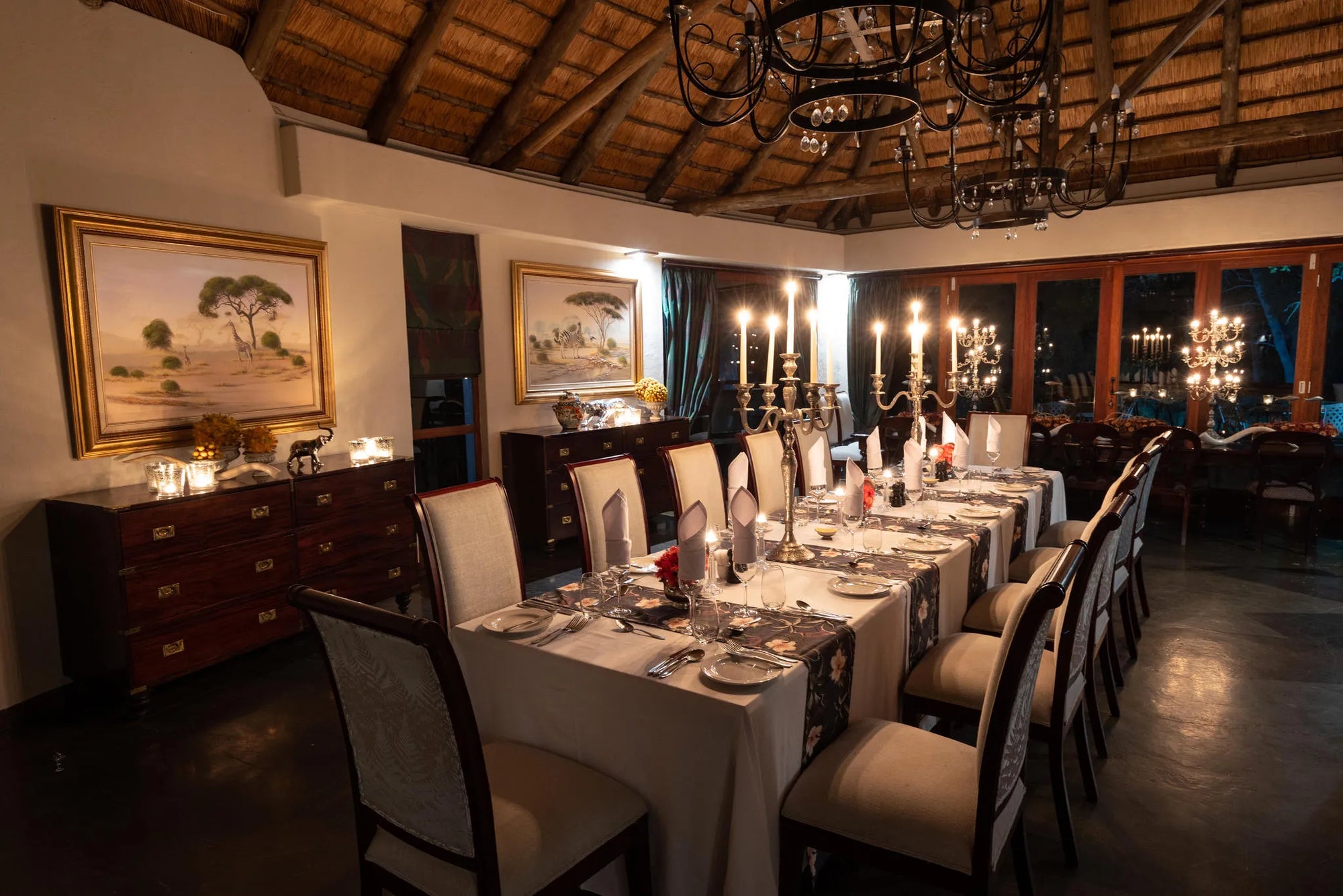 Main Lodge Dining at Tintswalo Safari, Manyeleti Private Game Reserve, South Africa.