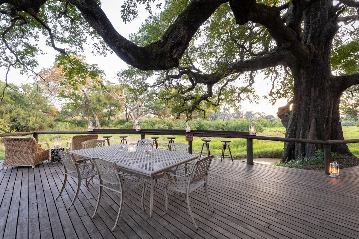Main Lodge Deck at Tintswalo Safari, Manyeleti Private Game Reserve, South Africa.