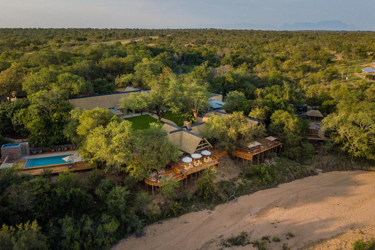 Aerial Shot of The Main Lodge at Thornybush Game Lodge, Thornybush Game Reserve, South Africa.