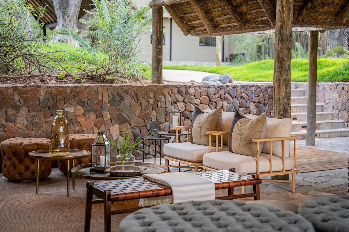 Bar seating area at Thornybush Game Lodge, Thornybush Game Reserve, South Africa.