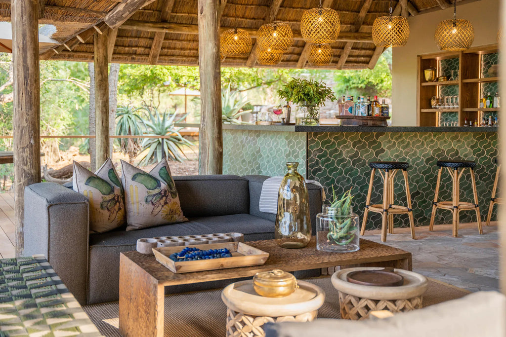 Bar seating area at Thornybush Game Lodge, Thornybush Game Reserve, South Africa.