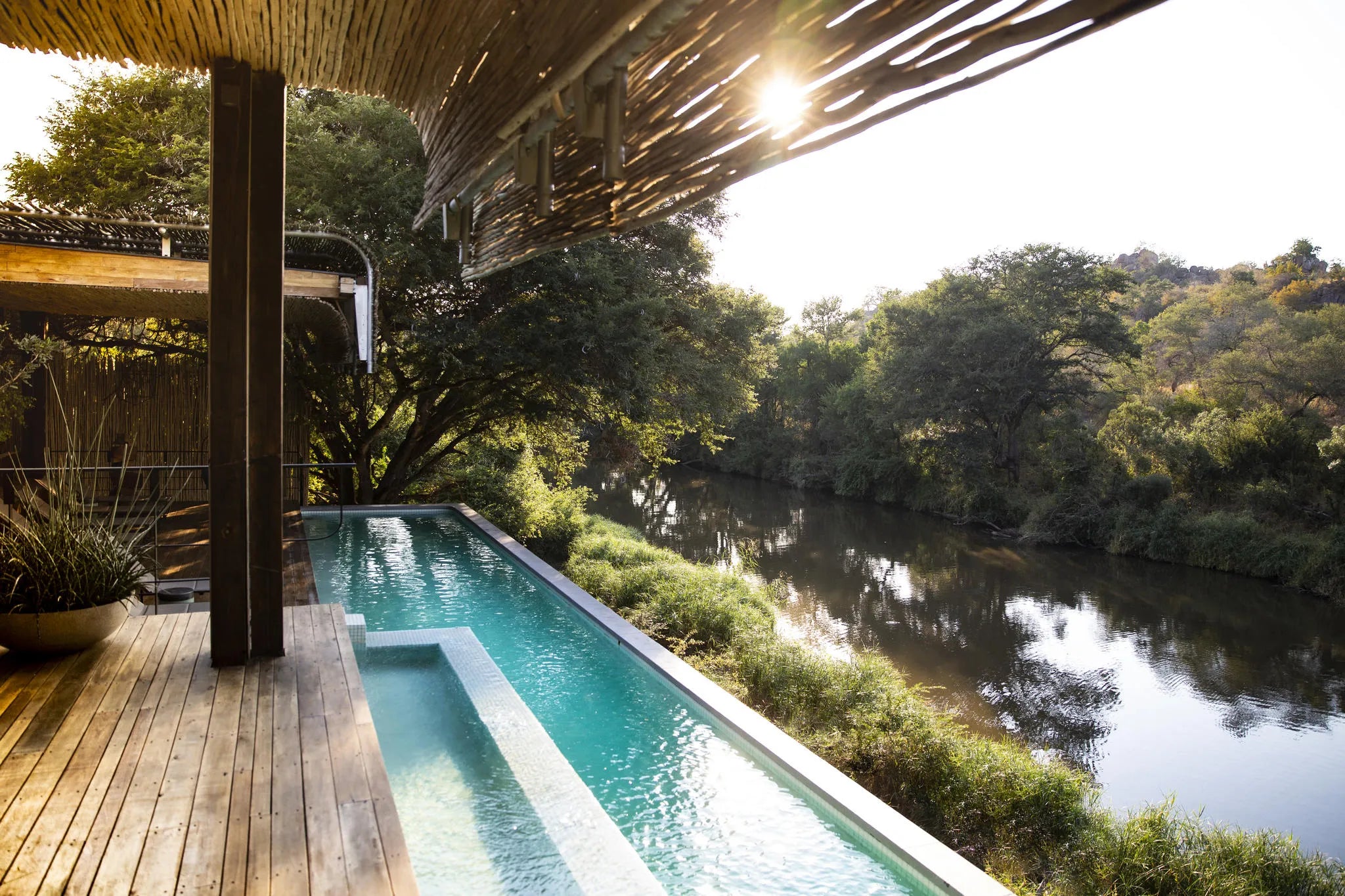Singita Sweni Lodge Main Pool at Singita Sweni Lodge, Kruger National Park, South Africa.
