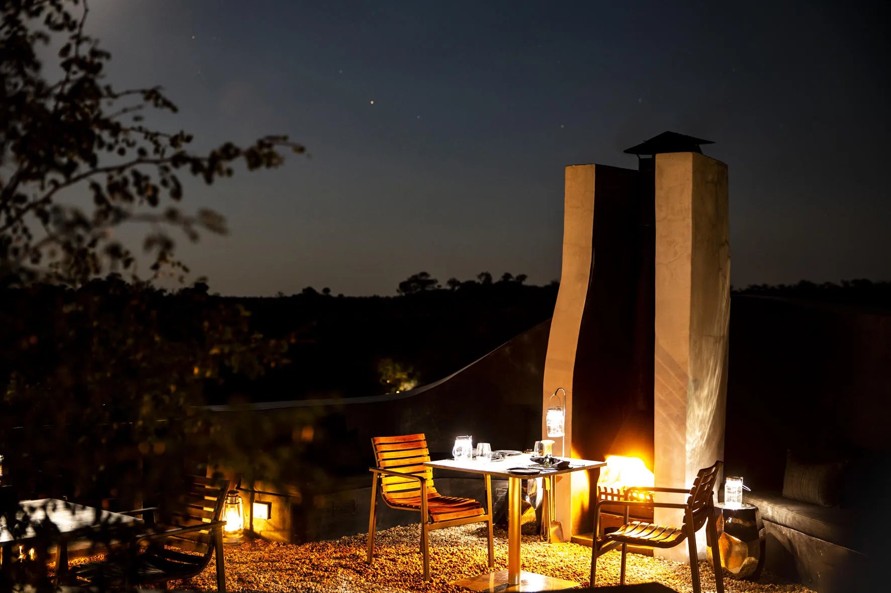 Outdoor Lounge Area at Singita Lebombo Lodge, Kruger National Park, South Africa.