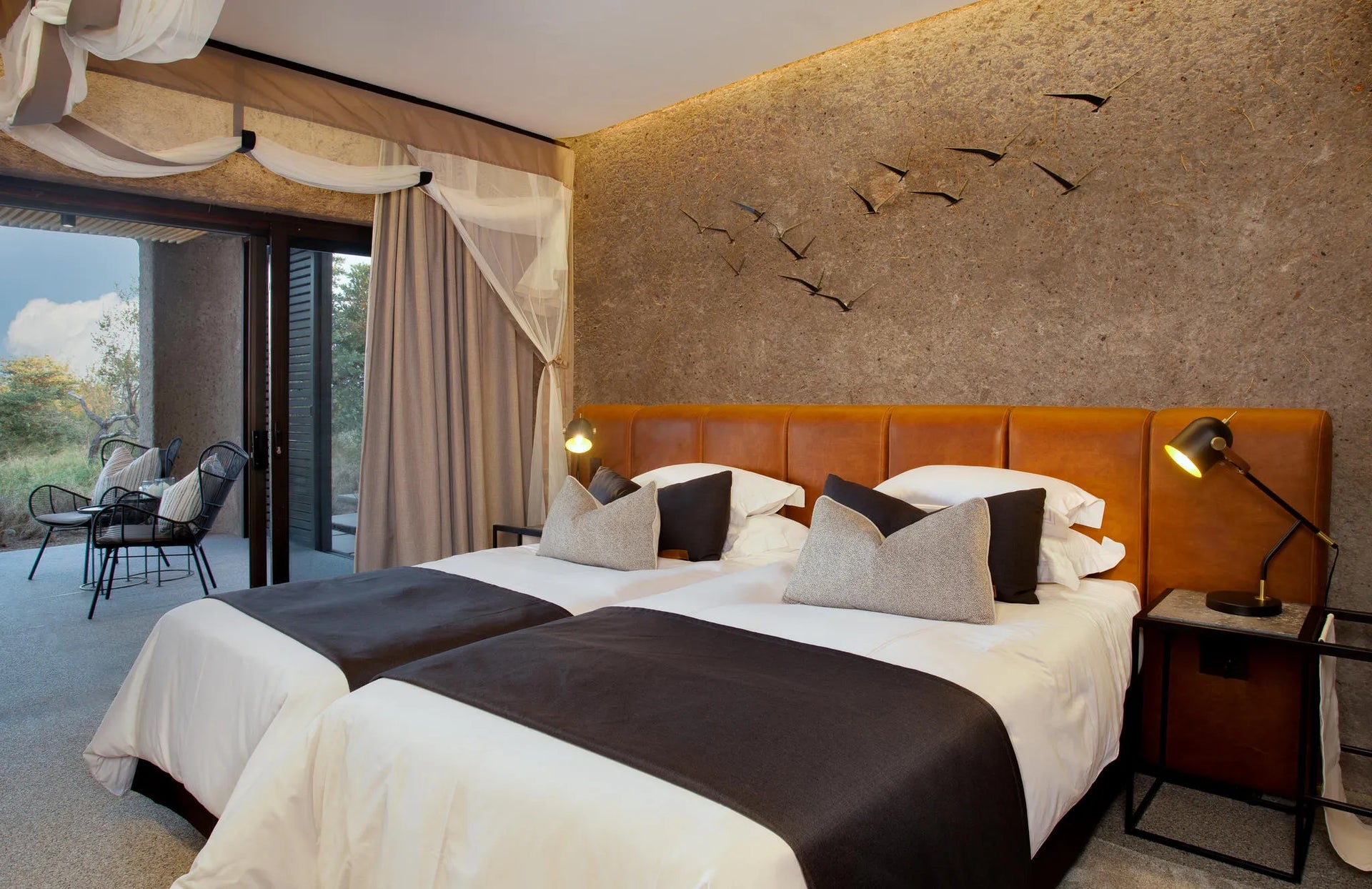 Amber Villa Second Bedroom at Sabi Sabi Earth Lodge, Sabi Sand Nature Reserve, South Africa.