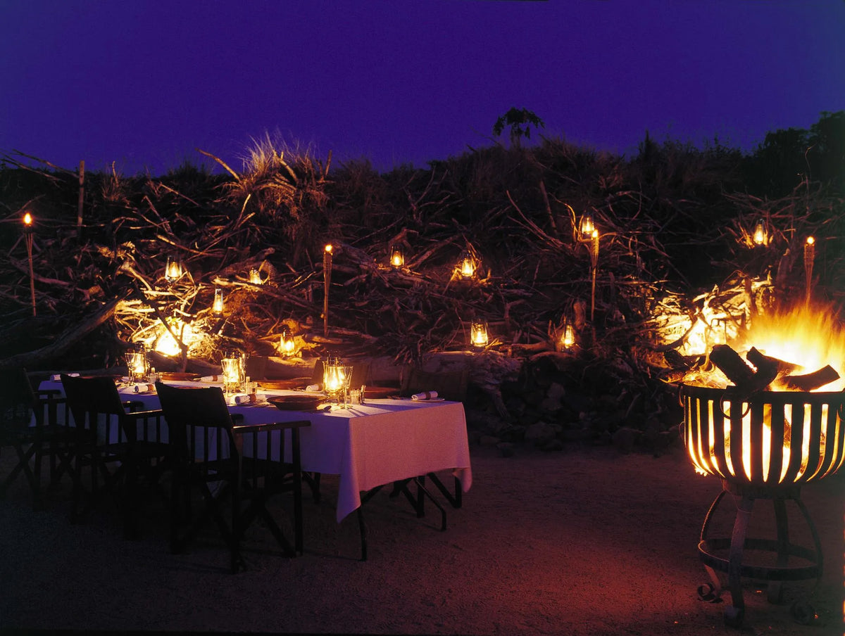 Boma Dining at Sabi Sabi Earth Lodge, Sabi Sand Nature Reserve, South Africa.