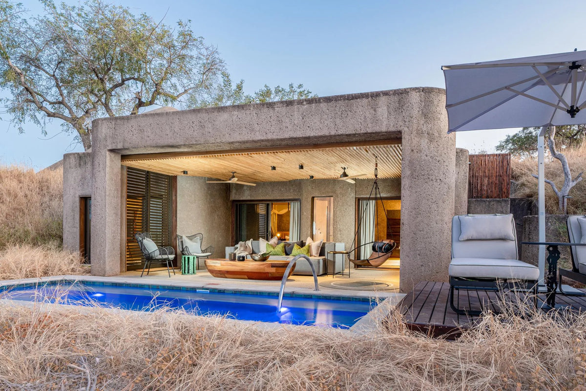 Luxury Suite Exterior at Sabi Sabi Earth Lodge, Sabi Sand Nature Reserve, South Africa.