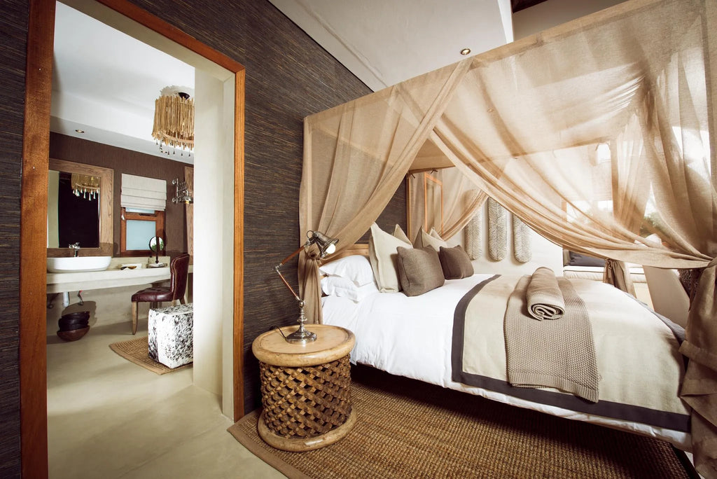 Luxury Villa Bedroom at Sabi Sabi Bush Lodge, Sabi Sand Nature Reserve, South Africa.