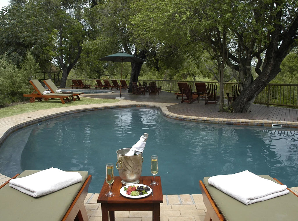 Swimming Pool Area at Sabi Sabi Bush Lodge, Sabi Sand Nature Reserve, South Africa.