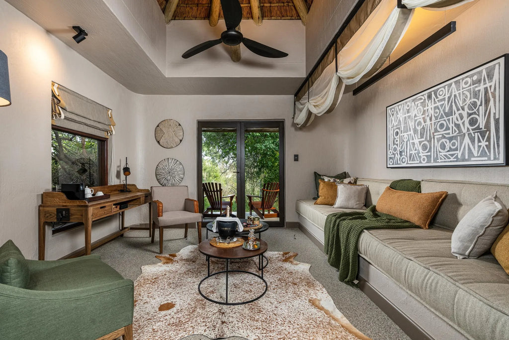 Luxury Suite Lounge Area at Sabi Sabi Bush Lodge, Sabi Sand Nature Reserve, South Africa.