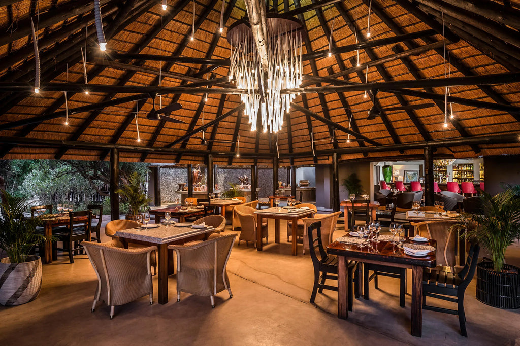 Dining area at Sabi Sabi Bush Lodge, Sabi Sand Nature Reserve, South Africa.