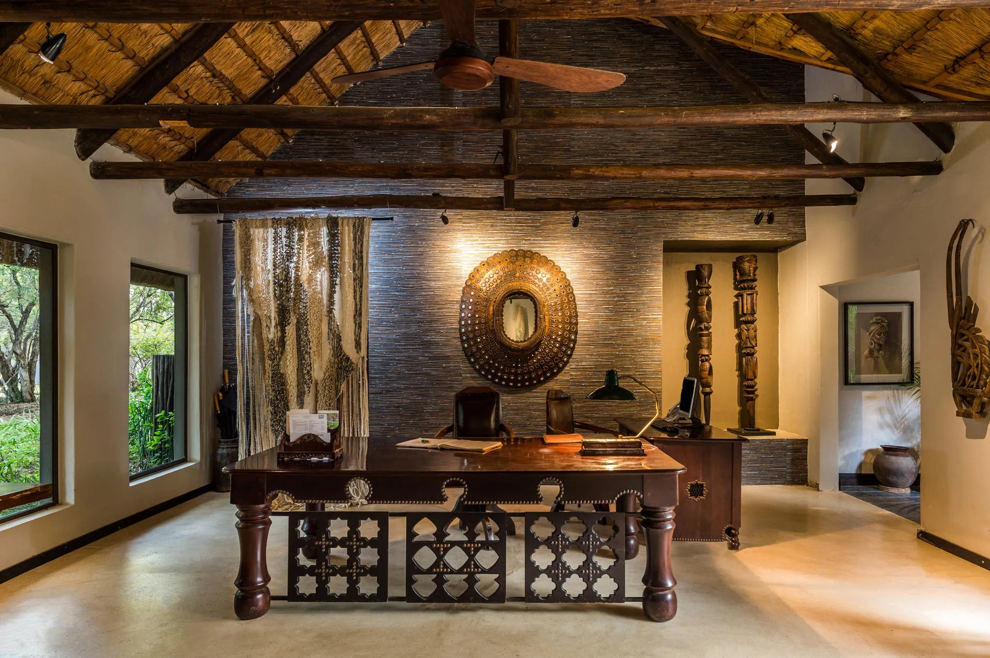 Reception at Sabi Sabi Bush Lodge, Sabi Sand Nature Reserve, South Africa.
