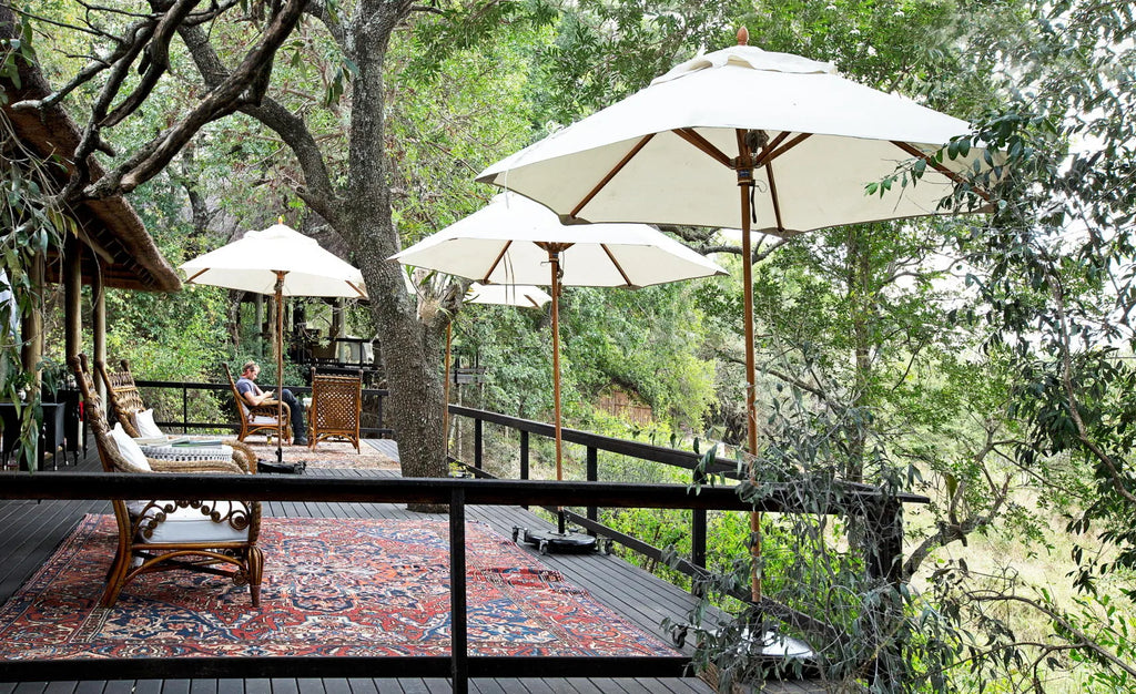 Malewane Lodge Deck at Malewane Lodge at Royal Malewane, Thornybush Game Reserve, South Africa.