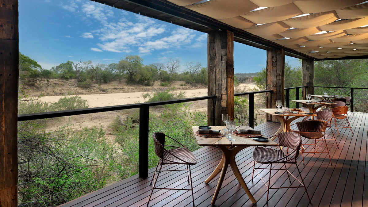 Ngala Tented Camp dining area at andBeyond Ngala Tented Camp, Ngala Private Game Reserve, South Africa.