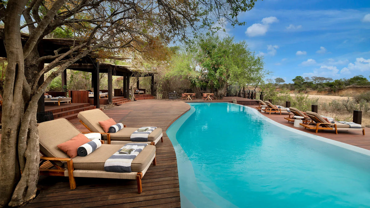 Ngala Tented Camp pool at andBeyond Ngala Tented Camp, Ngala Private Game Reserve, South Africa.