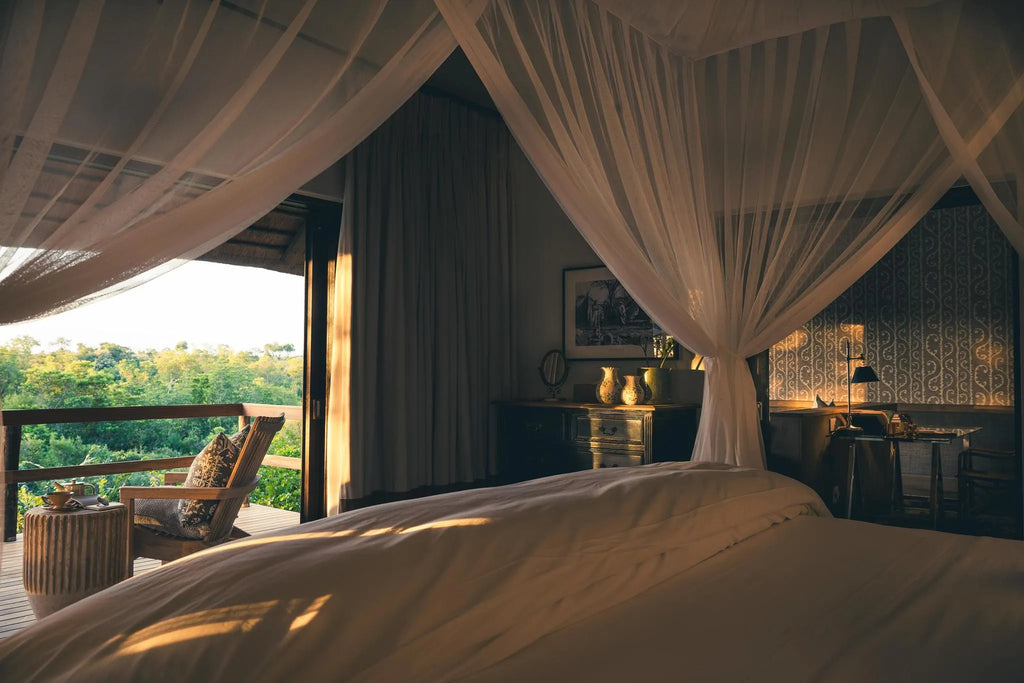 Pioneer Camp Luxury Suite - Bedroom at Londolozi Pioneer Camp, Londolozi Game Reserve, South Africa.