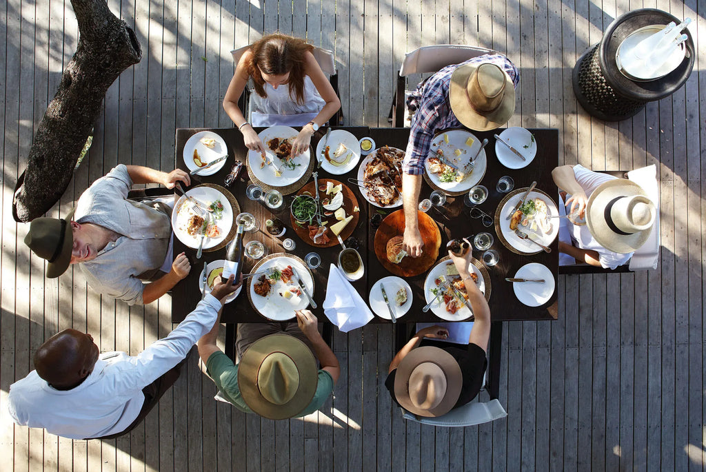 Lunch under the trees at Londolozi at Londolozi Pioneer Camp, Londolozi Game Reserve, South Africa.