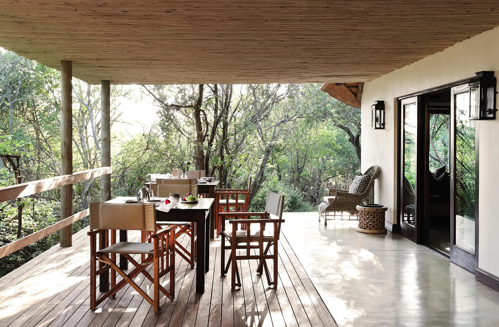 Londolozi Pioneer Camp - Breakfast balcony at Londolozi Pioneer Camp, Londolozi Game Reserve, South Africa.