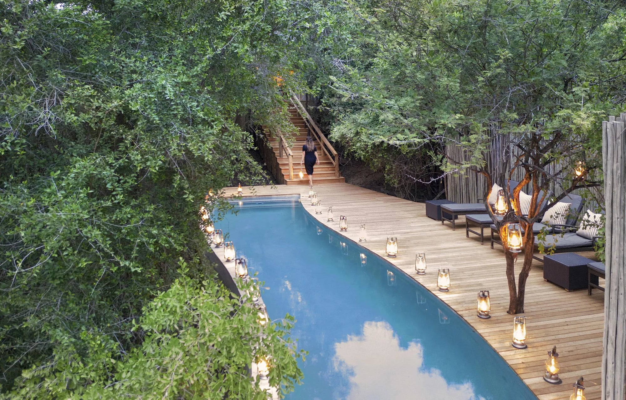 Londolozi Pioneer Camp - Full length lap pool at Londolozi Pioneer Camp, Londolozi Game Reserve, South Africa.