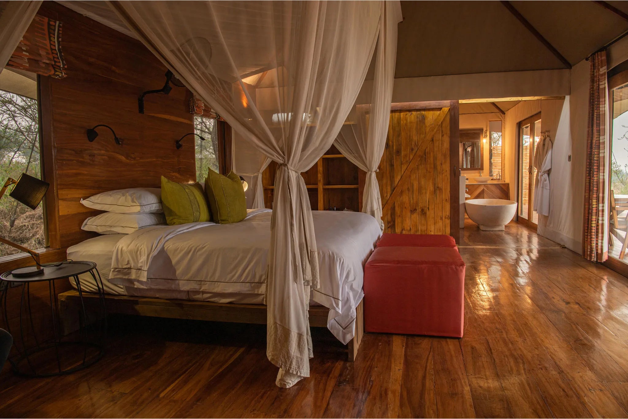 Sayari - Family tent main bedroom at Sayari, Northern Serengeti, Tanzania.