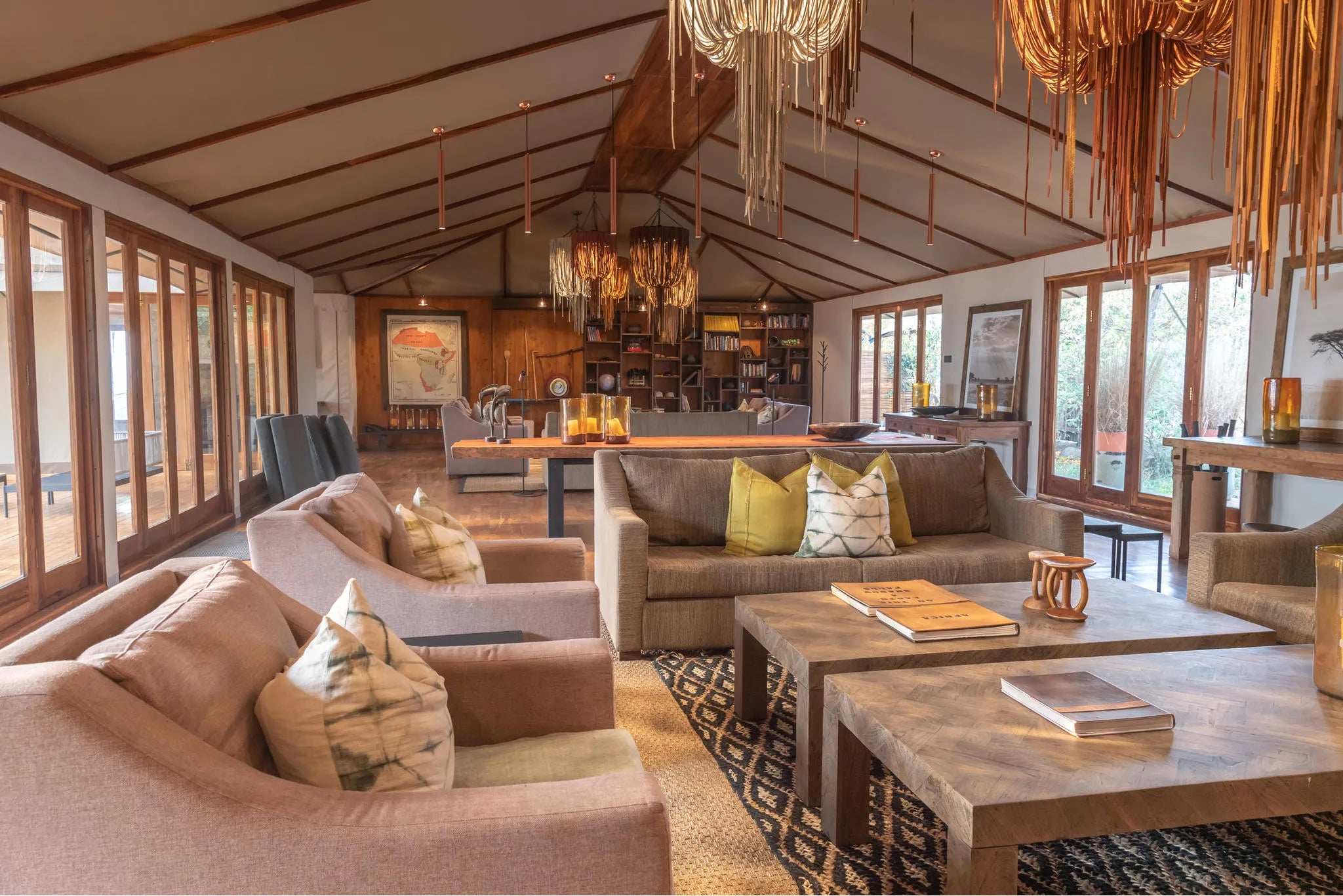 Sayari - Main lounge area full view at Sayari, Northern Serengeti, Tanzania.