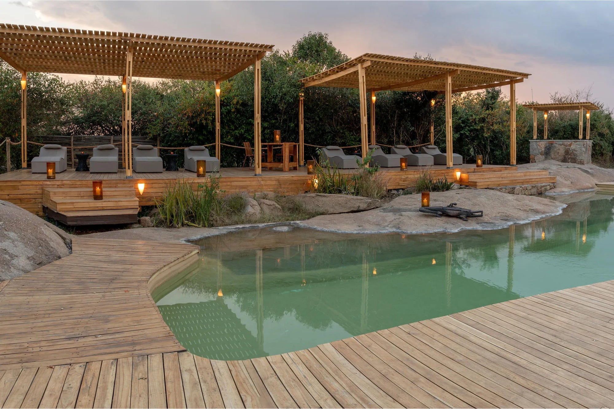 Sayari - Pool and deck lounge area at Sayari, Northern Serengeti, Tanzania.