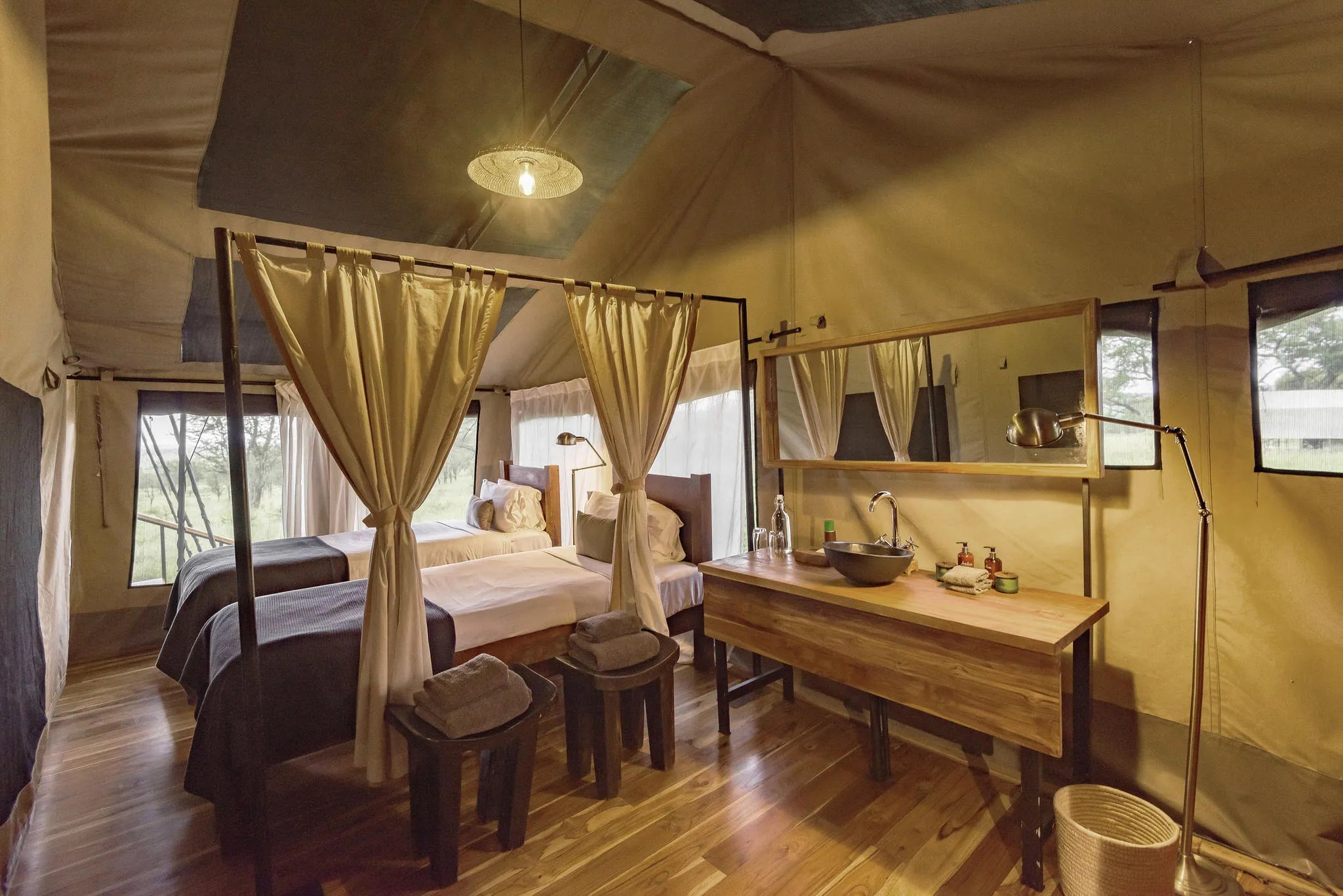 Dunia - Family Tent Twin Room at Dunia, Central Serengeti, Tanzania.