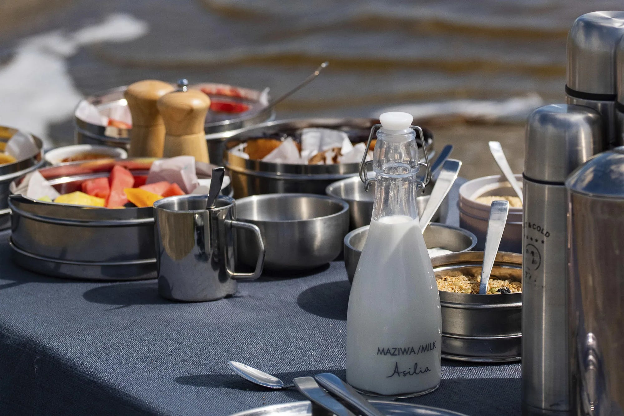 Dunia - Breakfast Set Up in the Bush On Game Drive at Dunia, Central Serengeti, Tanzania.