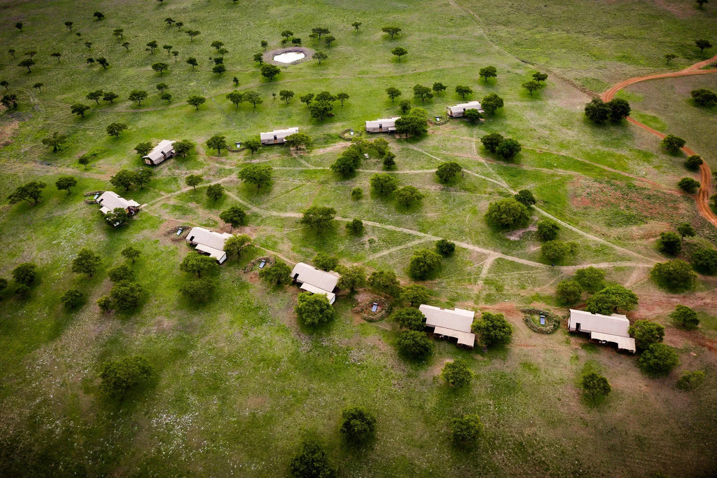 Singita Sabora Tented Camp - Aerial View at Singita Sabora Tented Camp, Singita Serengeti Grumeti, Tanzania.