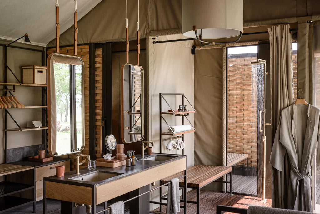 Singita Sabora Tented Camp - Bathroom in Suite at Singita Sabora Tented Camp, Singita Serengeti Grumeti, Tanzania.