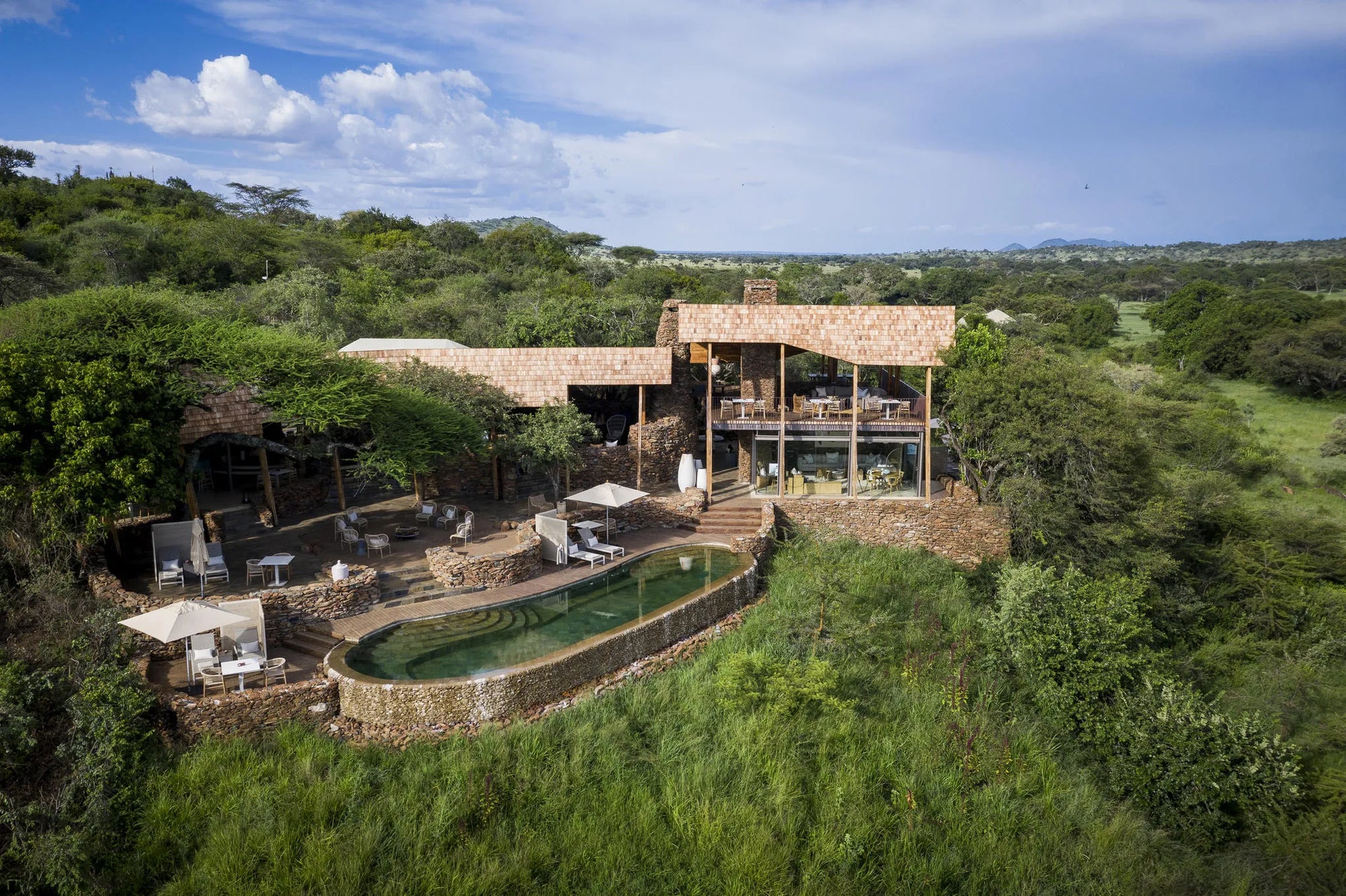 Singita Faru Faru Lodge Exterior at Singita Faru Faru Lodge, Singita Serengeti Grumeti, Tanzania.
