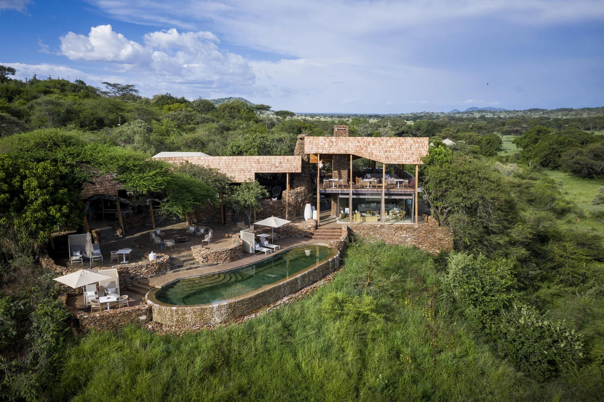 Singita Faru Faru Lodge Exterior at Singita Faru Faru Lodge, Singita Serengeti Grumeti, Tanzania.