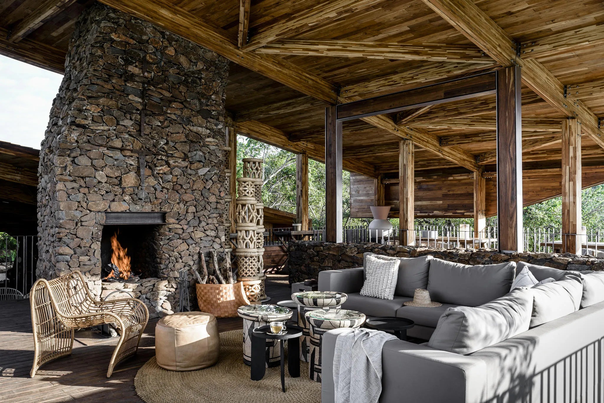 Singita Faru Faru Lodge - Fireplace at Singita Faru Faru Lodge, Singita Serengeti Grumeti, Tanzania.