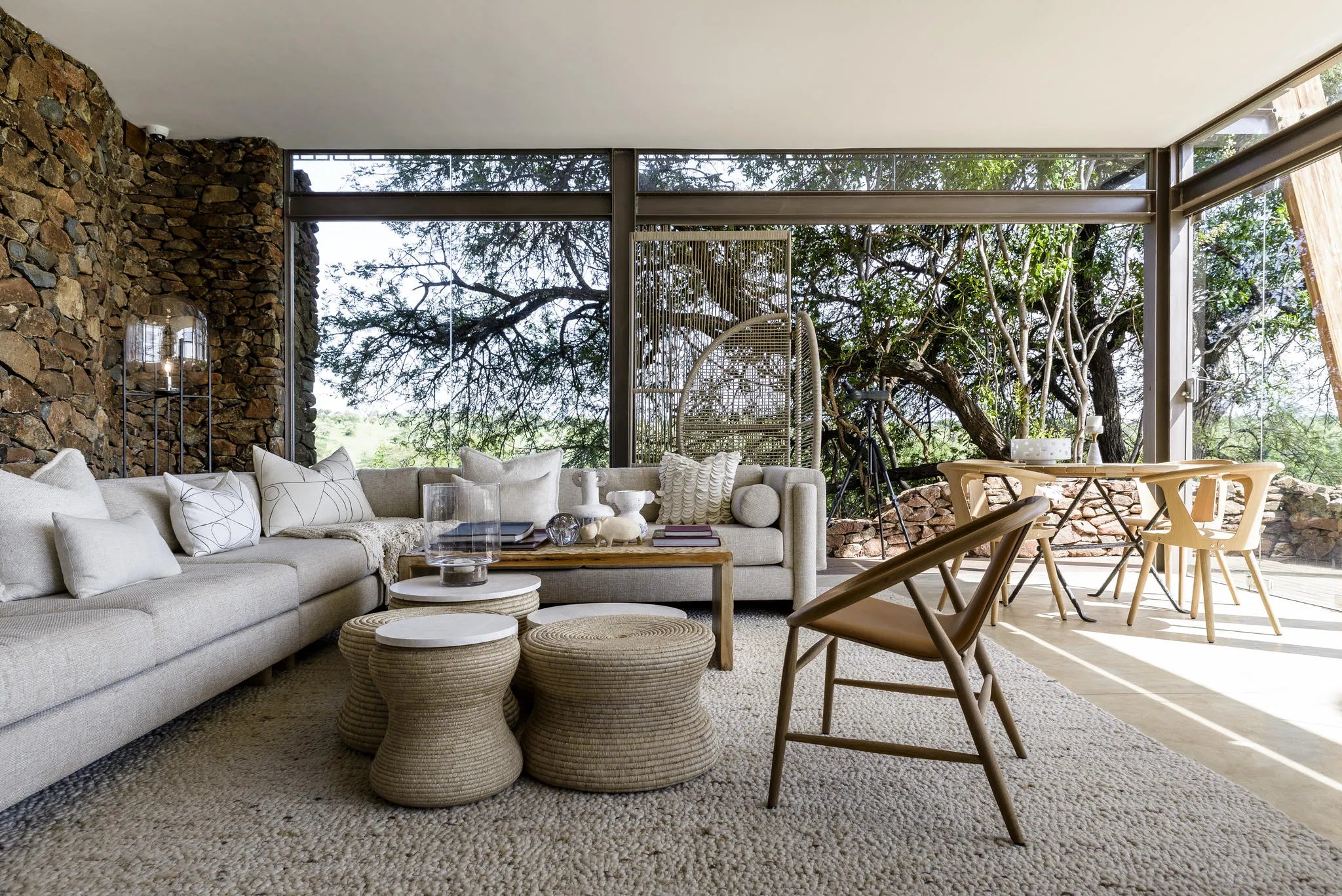 Singita Faru Faru Lodge - Indoor Lounge Area at Singita Faru Faru Lodge, Singita Serengeti Grumeti, Tanzania.