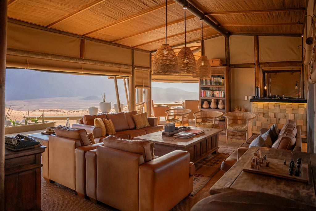Lounge at Wolwedans Desert Lodge, NamibRand Nature Reserve, Namibia.