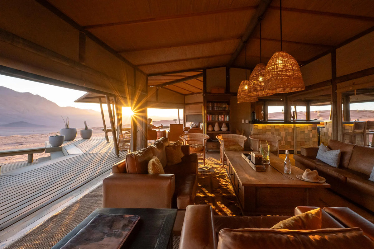 Lounge at Wolwedans Desert Lodge, NamibRand Nature Reserve, Namibia.